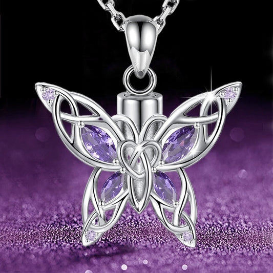 Purple Prystal Butterfly Pendant Necklace Charm