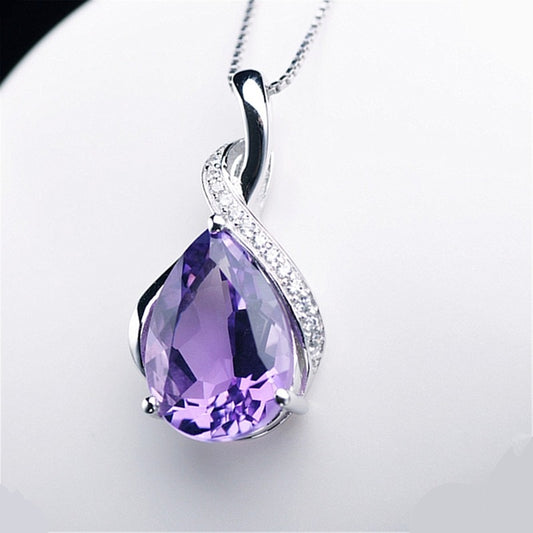STAINLESS STEEL CLASSIC AMETHYST NECKLACE